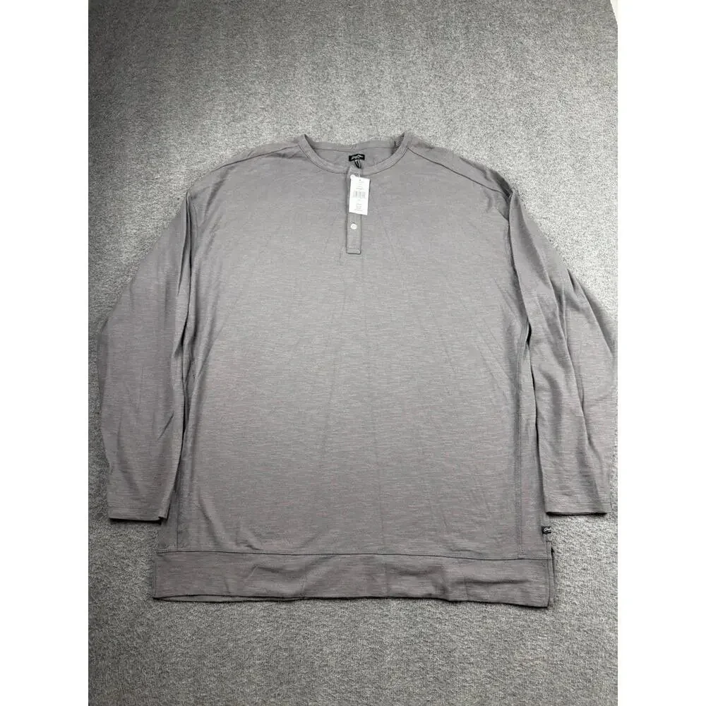 Good Man Men's Long Sleeve Henley Shirt XXL Magnet Gray